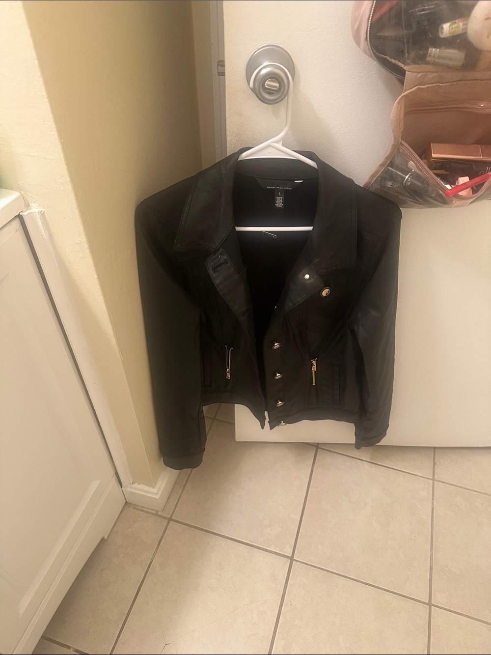 White House Black Market Black Leather Moto Jacket